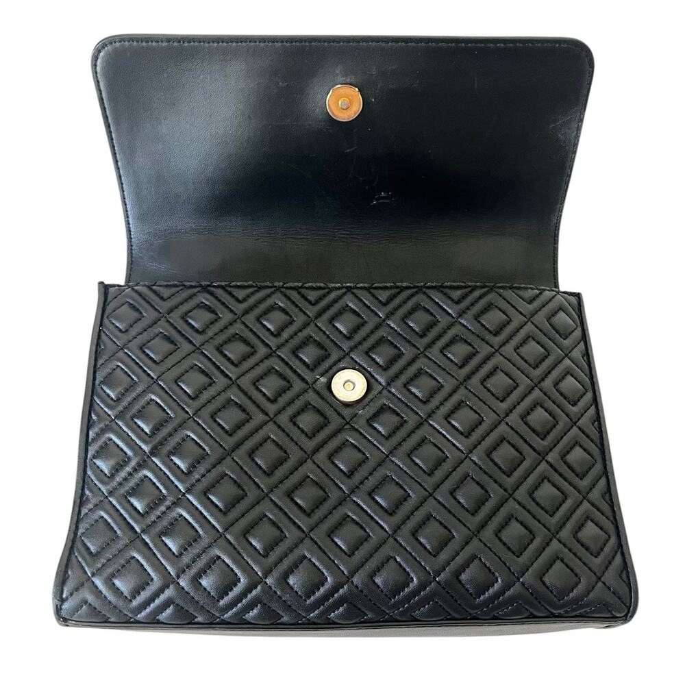 Tory Burch Fleming Quilted Leather Convertible Shoulder Bag Black Gold tone - Picture 11 of 12